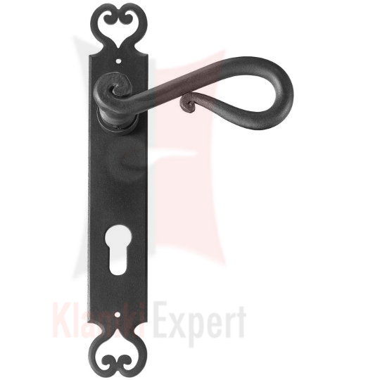 Klamka Roma z otworem na wkładkę patentową kolor czerń starodawna