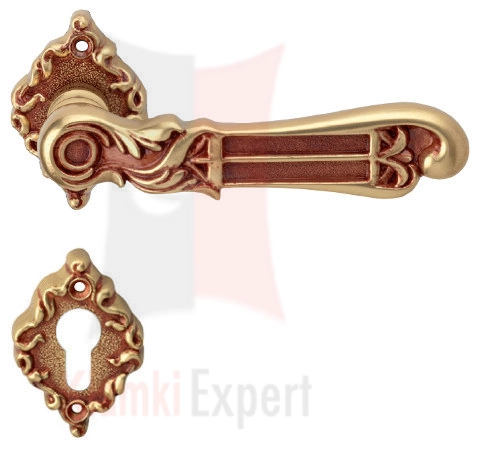 Klamka Tiffany Brass z dolna rozetą na wkładkę