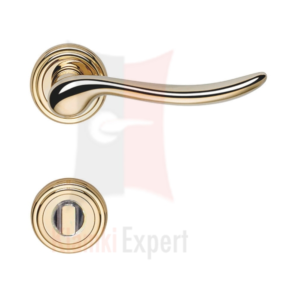 Klamka Beta 011, kolor OL mosiądz błyszczący z blokadą WC