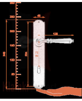 Klamka Mosca 2700 z otworem na klucz zwykły - wymiary