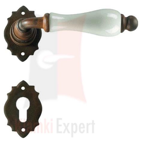 Klamka PARIS 2601 z dolną rozetą na wkładkę, porcelana kremowa