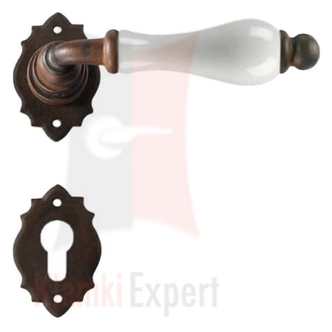 Klamka PARIS 2601 z dolną rozetą na wkładkę, porcelana biała