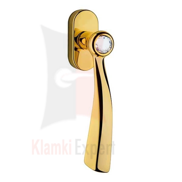 Klamka okienna Elika Crystal 991DK OZ - pozłacany błyszczący
