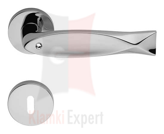 Klamka Fish Crystal 023  z rozetą na klucz