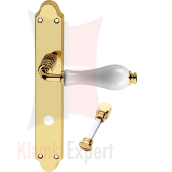 Klamka DALIA 600 szyld długi z blokadą WC (porcelana biała) OL