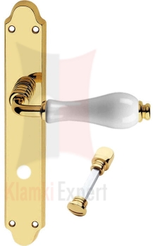 Klamka DALIA 600 szyld długi z blokadą WC (porcelana biała)