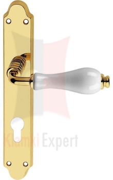 Klamka DALIA 600 szyld długi z otworem na wkładkę (porcelana biała)