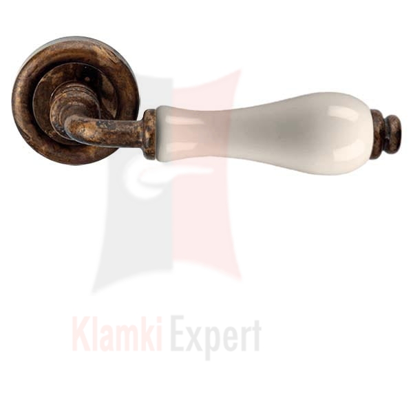 Klamka DALIA 602 AN patynowany antyczny (porcelana kremowa) bez dolnej rozety