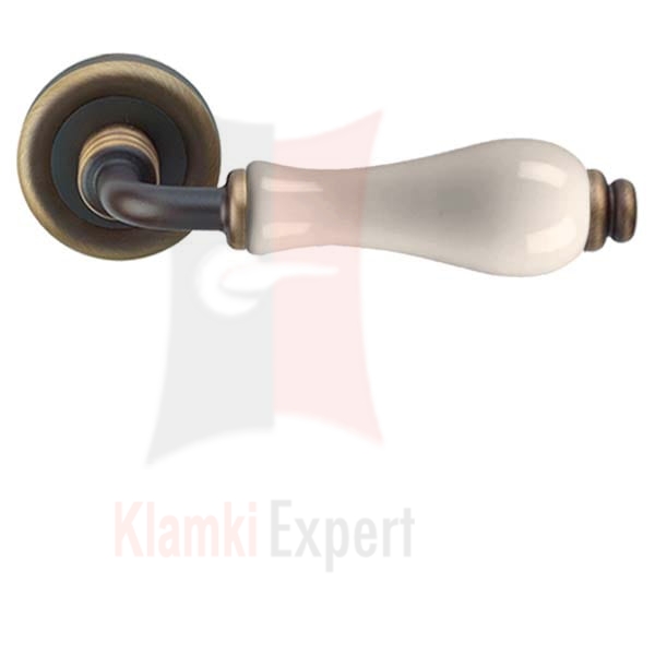 Klamka DALIA 602 BM brązowiony matowy, ciemny (porcelana kremowa) bez dolnej rozety