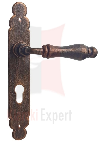 Klamka Berlino 2499 z otworem na wkładkę - czerń miedziana