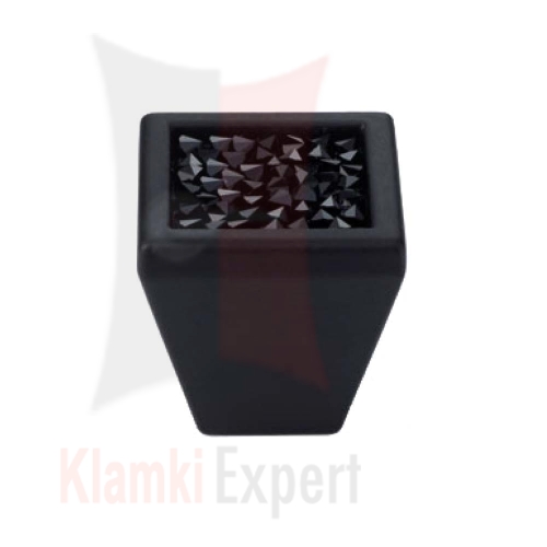 ROCKS VE 24 mm gałka meblowa z czarnym kryształem Swarovskiego