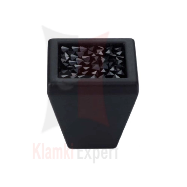 ROCKS VE 24 mm gałka meblowa z czarnym kryształem Swarovskiego