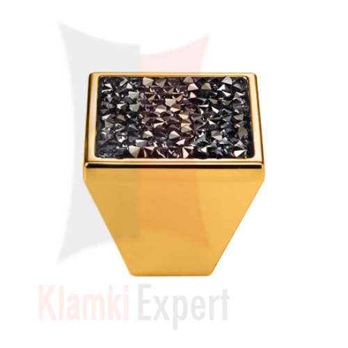 ROCKS OZ 30 mm gałka meblowa z czarnym kryształem Swarovskiego
