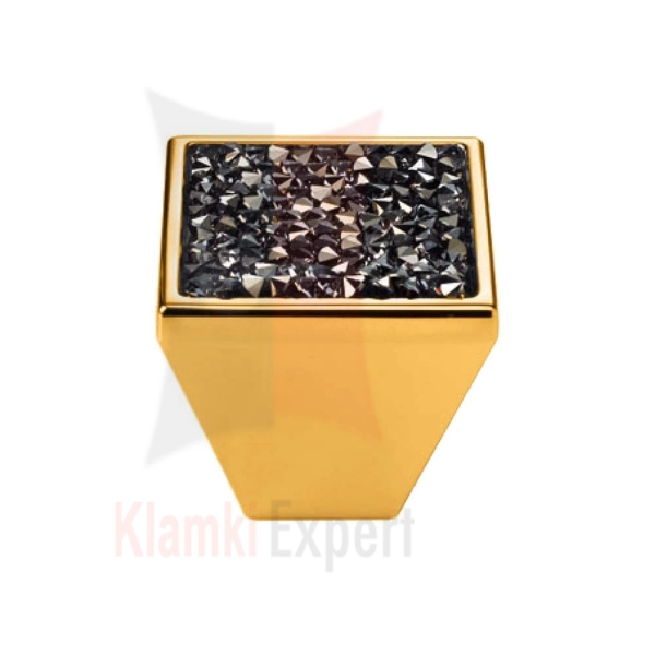 ROCKS OZ 30 mm gałka meblowa z czarnym kryształem Swarovskiego
