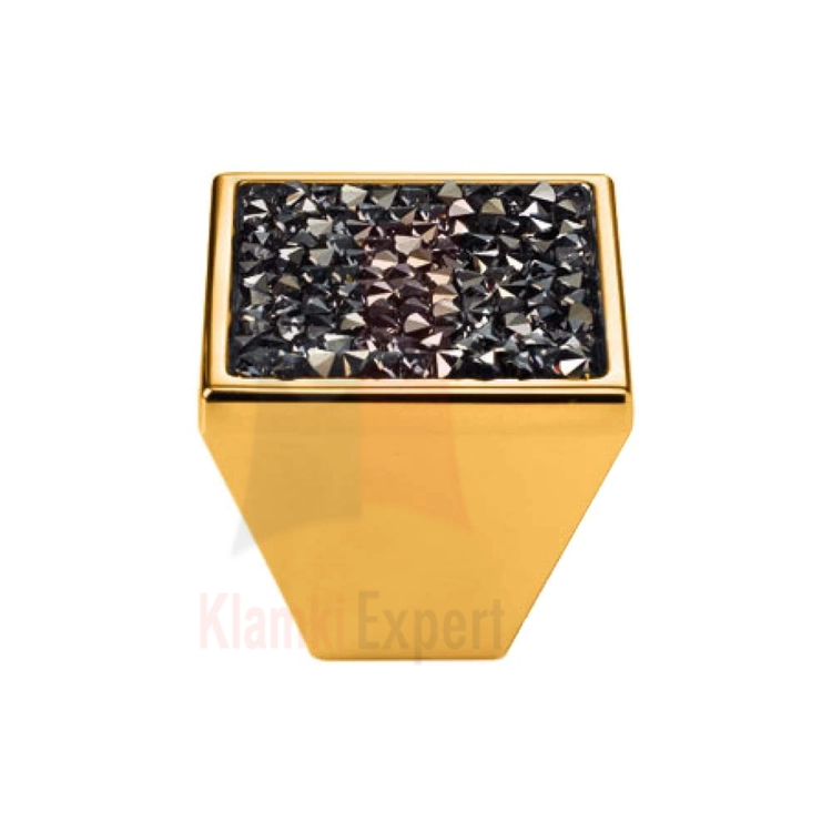 ROCKS OZ 30 mm gałka meblowa z czarnym kryształem Swarovskiego