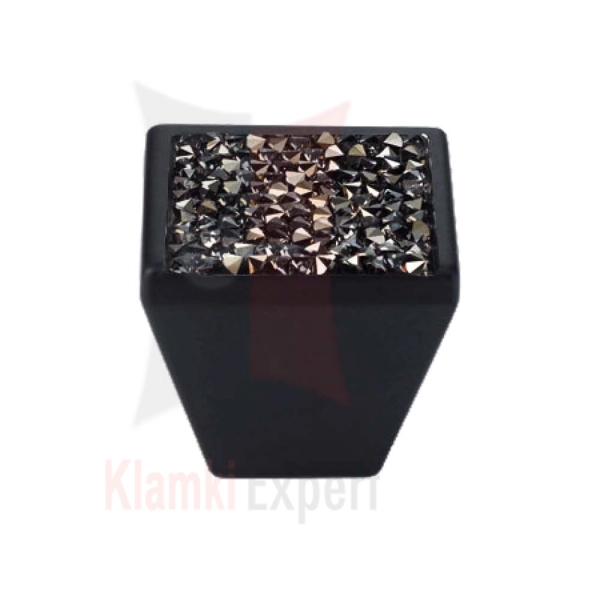 ROCKS VE 30 mm gałka meblowa z czarnym kryształem Swarovskiego