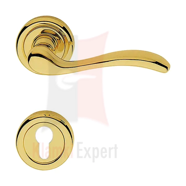 Klamka ONDA 103 kolor OL mosiądz błyszczący - z rozetą na wkładkę