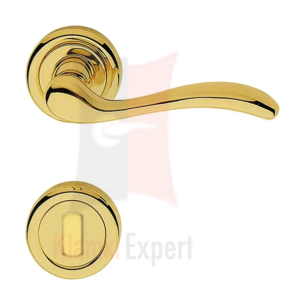 Klamka ONDA 103 kolor OL mosiądz błyszczący - z rozetą WC