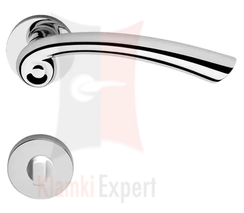 Klamka NAU 023 w kolorze CR chromowany błyszczący - z rozetą WC