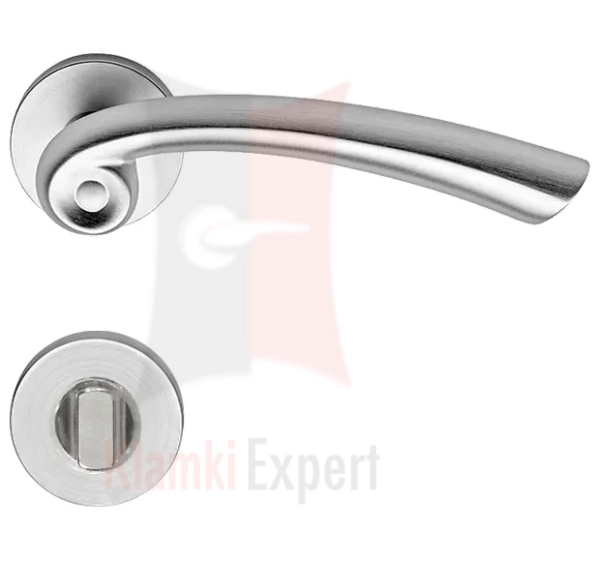 Klamka NAU 023 w kolorze CS chromowany matowy - z rozetą WC