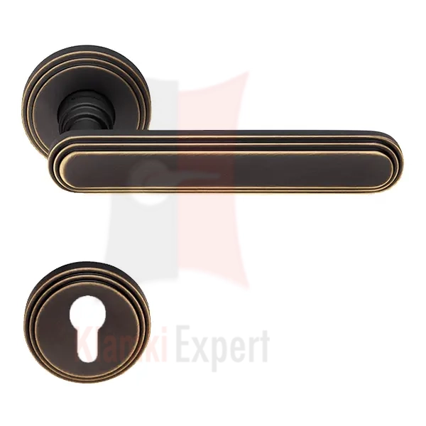 Klamka Chic 004 BM brązowiony matowy (ciemny) z rozetą na wkładkę