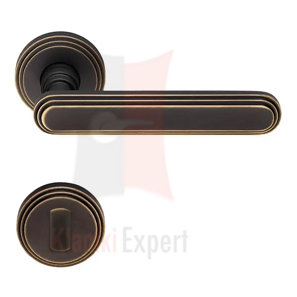 Klamka Chic 004 BM brązowiony matowy (ciemny) z rozetą WC