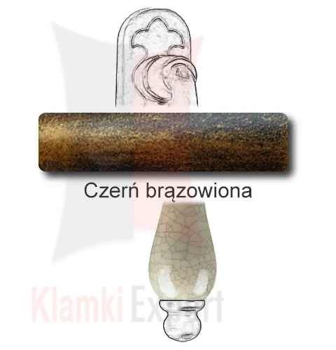 Klamka okienna PRAGA 2-60, porcelana kremowa spękana - Czerń brązowiona