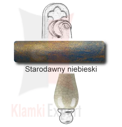 Klamka okienna PRAGA 2-60, porcelana kremowa spękana - Starodawny niebieski
