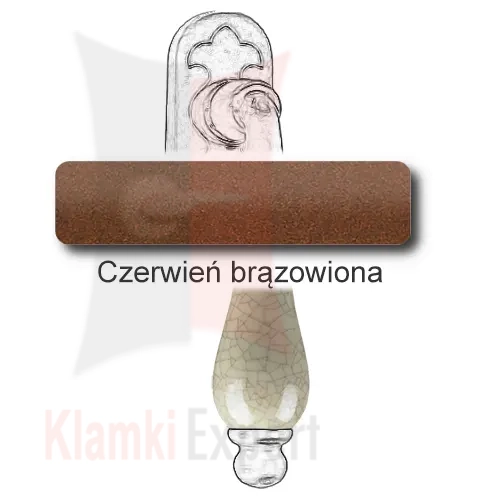 Klamka okienna PRAGA 2-60, porcelana kremowa spękana - Czerwień brązowiona