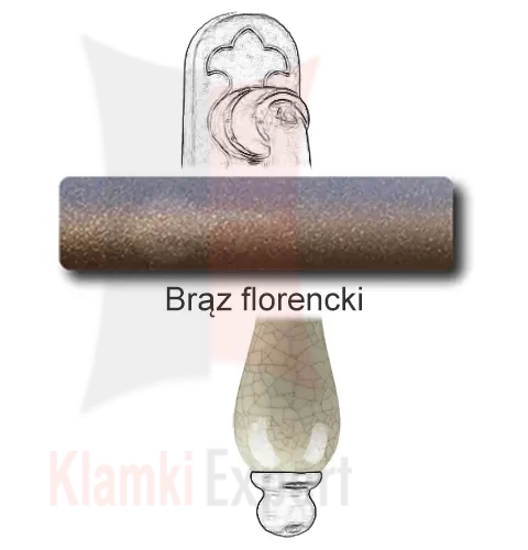 Klamka okienna PRAGA 2-60, porcelana kremowa spękana - Brąz florencki