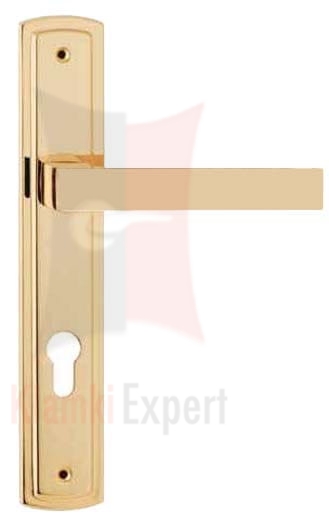 Klamka ZEN szyld długi 1156 z otworem na wkładkę - OL mosiądz błyszczący