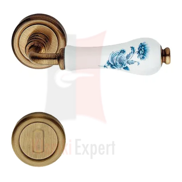 Klamka DALIA 661 z blokadą WC w kolorze OG brązowiony przecierany