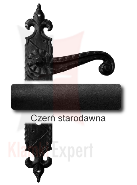 Klamka HELIODOR 900 z otworem na klucz zwykły - czerń starodawna