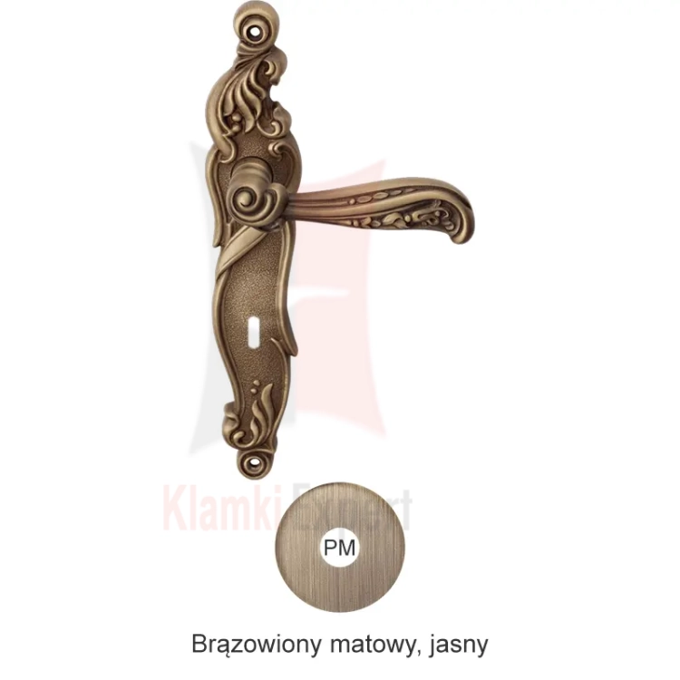 Klamka NATURE szyld długi z otworem na klucz  - PM brązowione matowe (jasne)