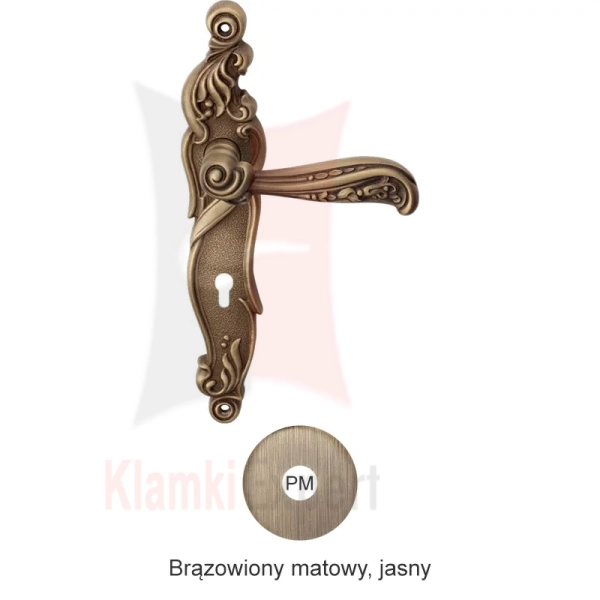 Klamka NATURE szyld długi z otworem na wkładkę - wykończenie  PM brązowione matowe (jasne)