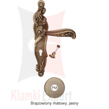 Klamka NATURE szyld długi z blokadą WC. Wykończenie PM - brązowione matowe (jasne)