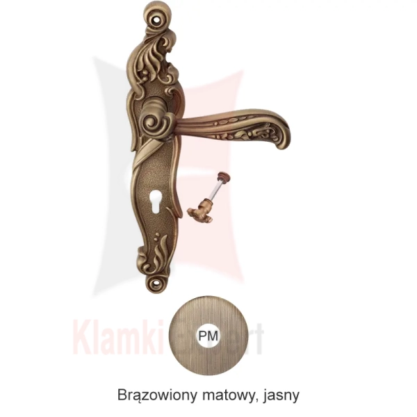 Klamka NATURE szyld długi z blokadą WC. Wykończenie PM - brązowione matowe (jasne)