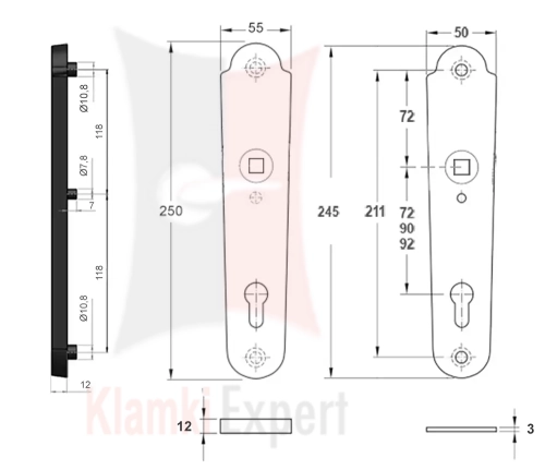 Klamka zewnętrzna Madrid 4352E - wymiary
