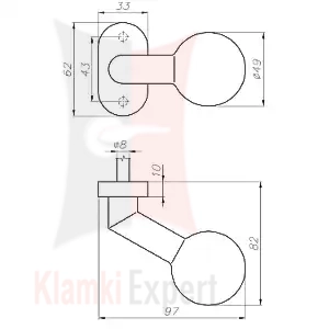 GAŁKA STAŁA 8058 (SZTUKA) SZYLD OWALNY STAL NIERDZEWNA
