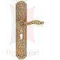 Klamka Jardin szyld długi z otworem na wkladkę, kolor OF stare złoto "francuskie"