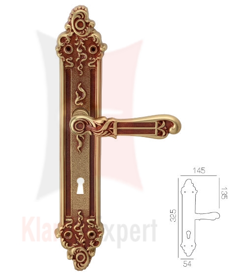 Klamka Tiffany Brass w kolorze PM patynowany matowy z otworem na zwykły klucz