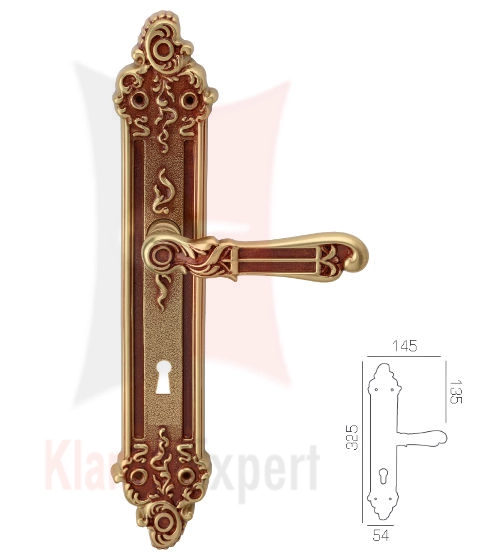 Klamka Tiffany Brass w kolorze PM patynowany matowy z otworem na zwykły klucz