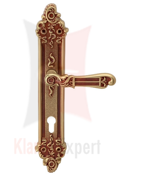 Klamka Tiffany Brass w kolorze PM patynowany matowy z otworem na wkładkę