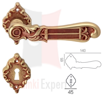 Klamka Tiffany Brass z dolna rozetą na zwykły klucz