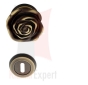 Gałka obrotowa Rose z dolną rozetą na klucz. Kolor BM brązowiony matowy, ciemny.