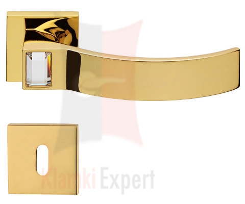 Klamka ELIOS Crystal Bianco 019 z dolną rozetą na zwykły klucz