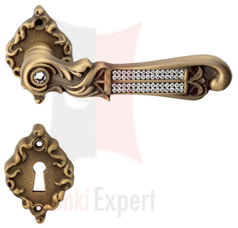 Klamka Tiffany Mesh 018 z dolną rozetą na zwykły klucz