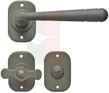 Klamka Berna z blokadą wc kolor żelazo szare rozjaśnione