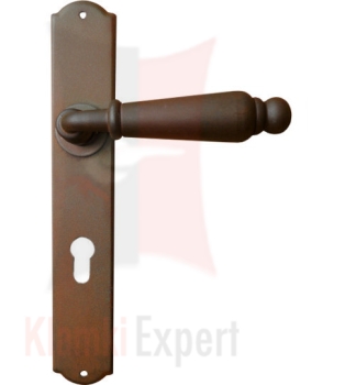 Klamka Oslo 2400 z otworem na wkładkę patentową kolor rdza starodawna