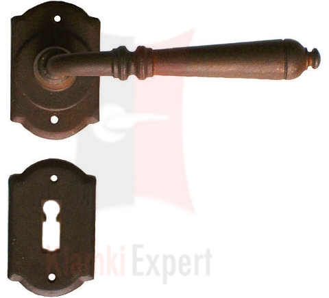 Klamka Mosca 2701 kolor rdza starodawna rozeta dolna na zwykły klucz